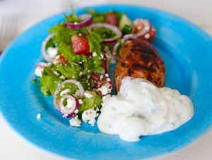 Panerad kycklingfilé med tzatziki